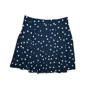 Polka Dot Mini Skirt Short Pleated Classic Preppy Minimalist  Navy Blue XL